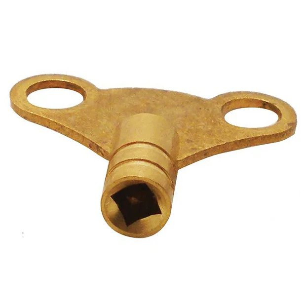 A brass radiator key