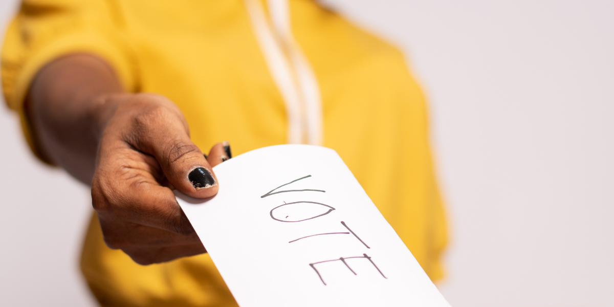 Woman casting a vote