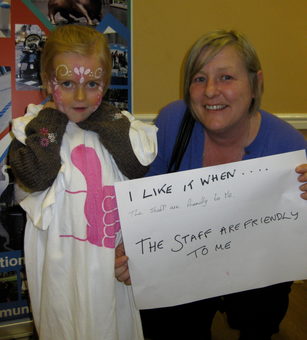 Clare Thomson, Chief Executive of ISHA with a young ISHA resident at an Action Planning Session