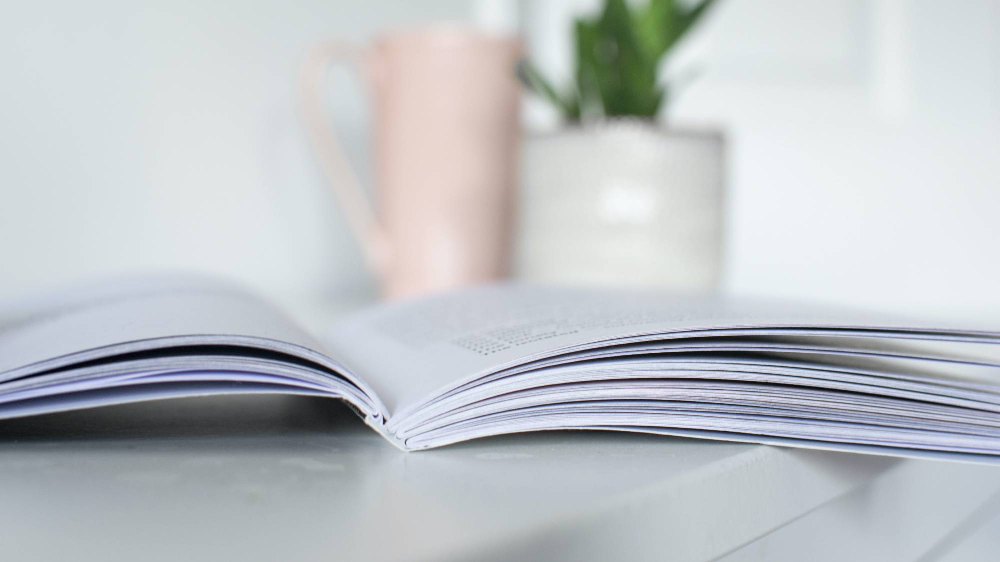 An open booklet on a table