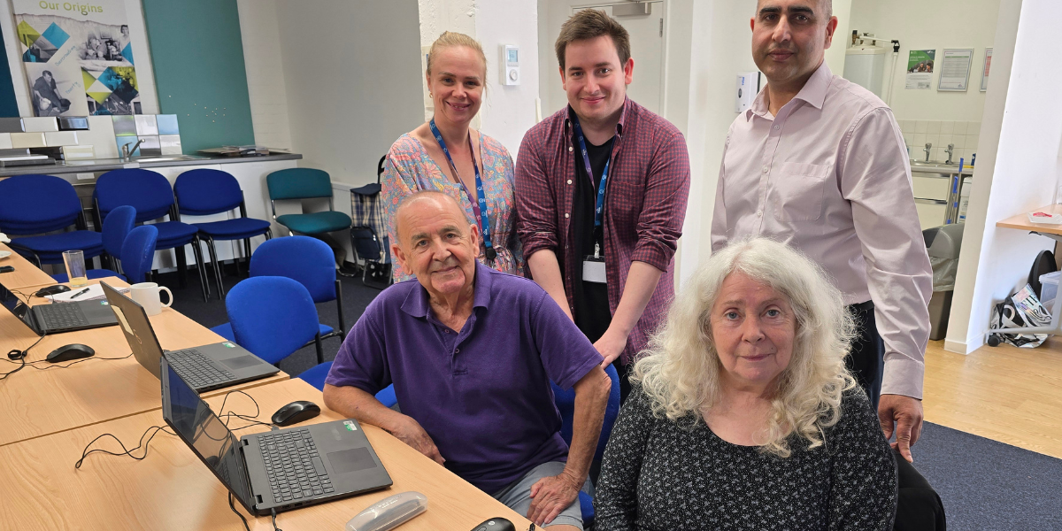 Residents and staff at the website testing event