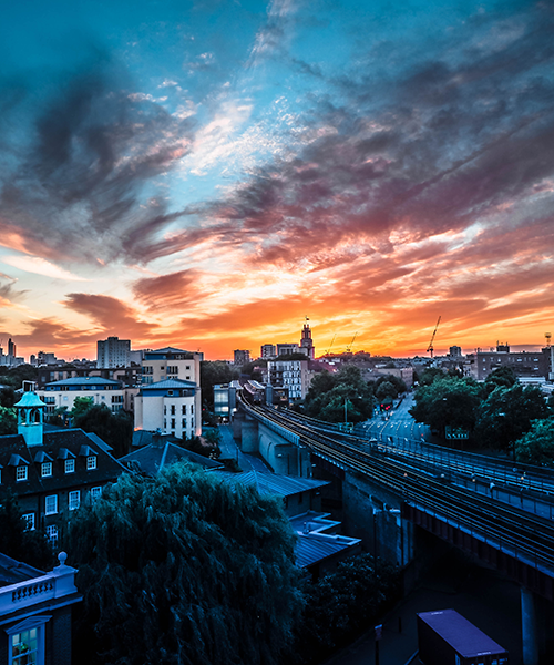 A sunset over London