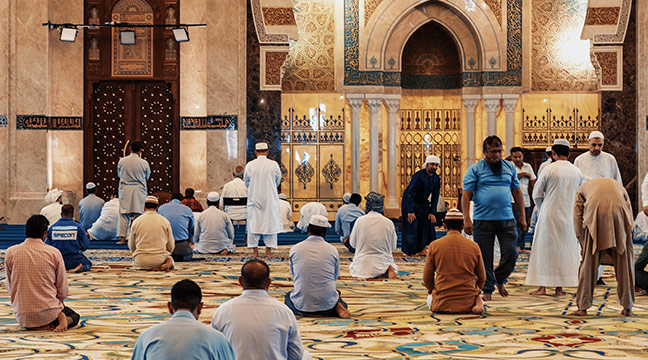 Muslim men in a mosque