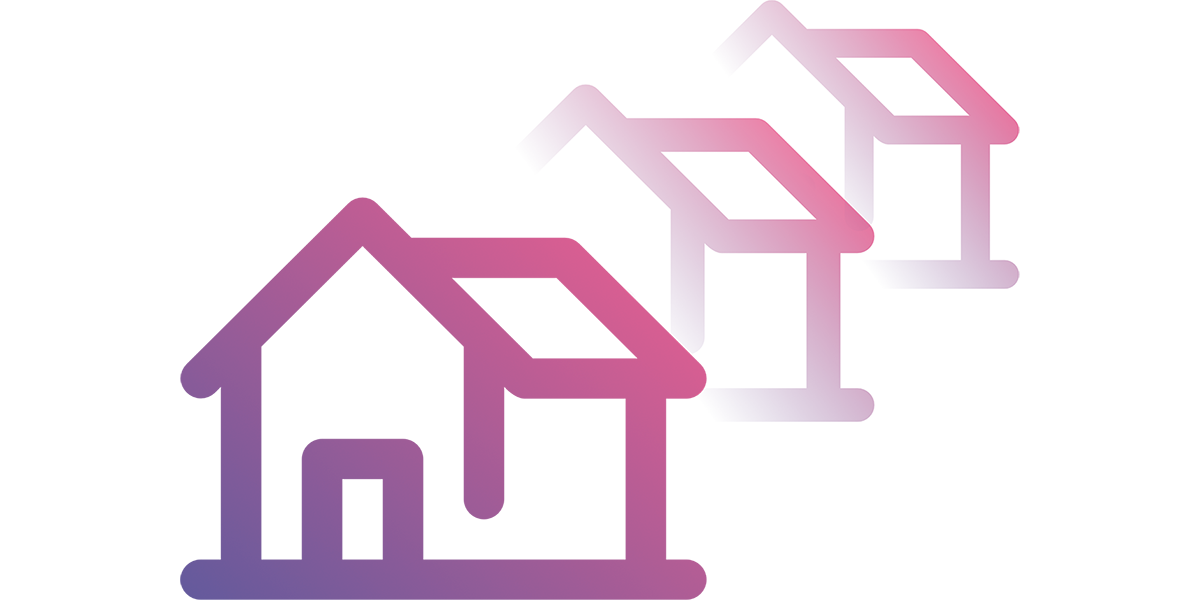A graphic of three houses representing swapping homes.