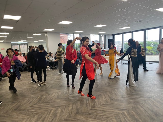 A group of dancers at a Lunar New Year celebration in 2026.