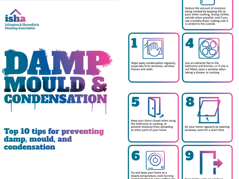 Our tips leaflet for preventing problems with damp, mould and condensation.