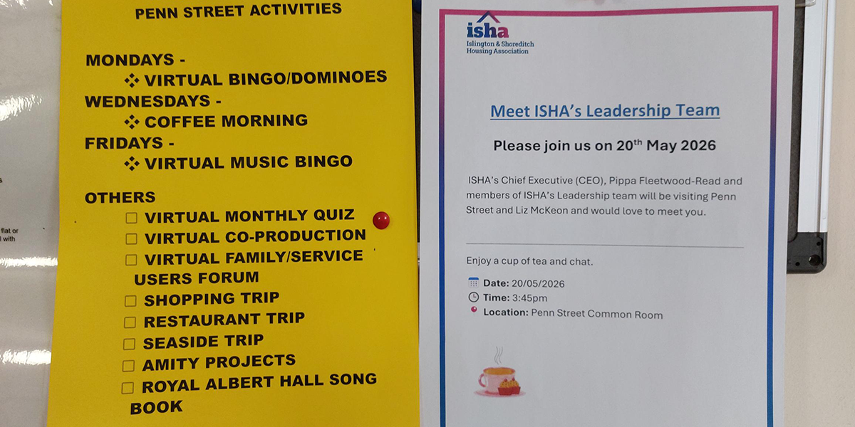 A noticeboard advertising activities at Penn Street and the Leadership Team walkabout.